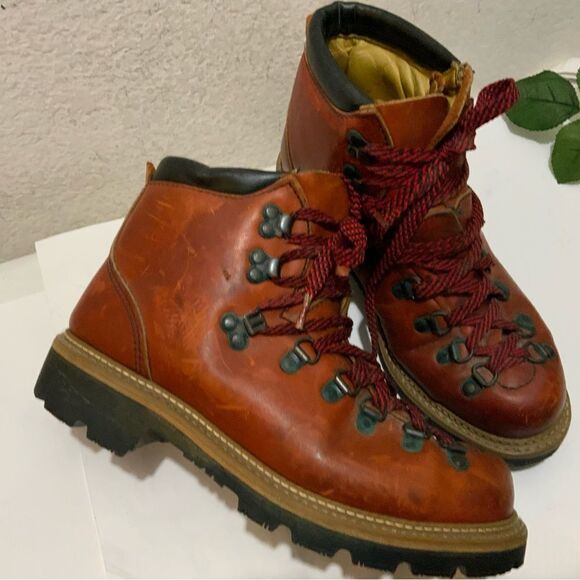 Vibram Boots Womens 6.5 Hiking Climbing Combat Boot Ankle Brown Leather - Picture 7 of 16